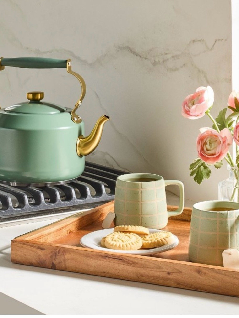 2qt Coated Tea Kettle Bright Olive - Hearth & Hand™ with Magnolia